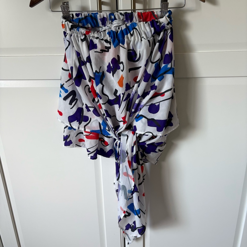 ZARA Abstract Print Wrap Skirt